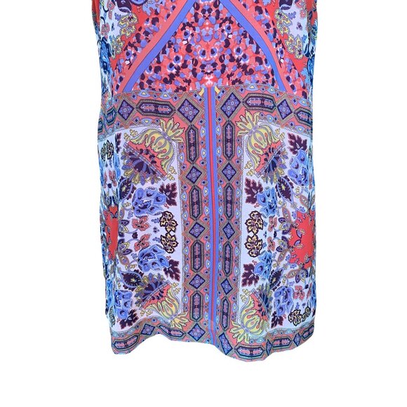 Lulus Sangria Coral Pink Tile Print Mini Shift Dress Chiffon Boho Maximalist-L - Picture 4 of 13